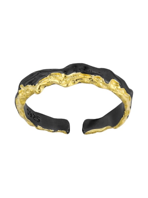 JL233 Narrow Face [Black 18K Gold] 925 Sterling Silver Irregular Vintage Band Ring
